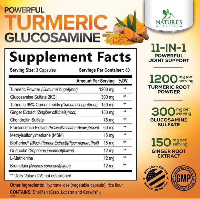 Turmeric Curcumin 2000mg with Glucosamine Chondroitin & Ginger – 240 Capsules