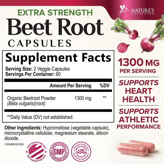 Beet Root Capsules 1300mg – 120 Veggie Capsules