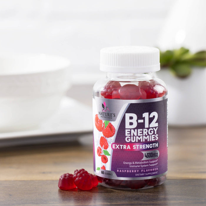 B-12 Vitamin Energy Gummies - 4500mcg Extra Strength B12 Gummy Chewables for Energy Metabolism & Immune Support - Dietary Supplement for Women, Men, & Kids - Non-GMO, Vegan, Berry Flavor - 120 Count