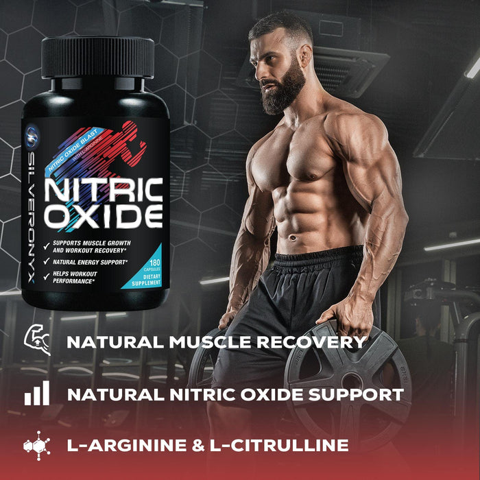 Extra Strength Nitric Oxide Supplement 3X Strength L Arginine, Citrulline Malate, AAKG, Beta Alanine - Premium Muscle Supporting Nitric Booster - Natural Energy & Heart Health Support - 180 Capsules