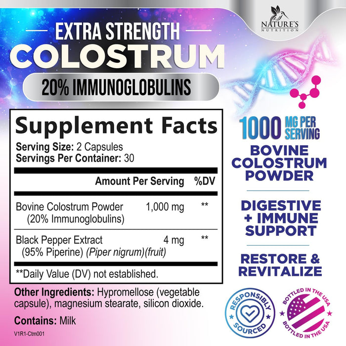 Colostrum For Women 1000mg 20% Immunoglobulins – 60 Capsules