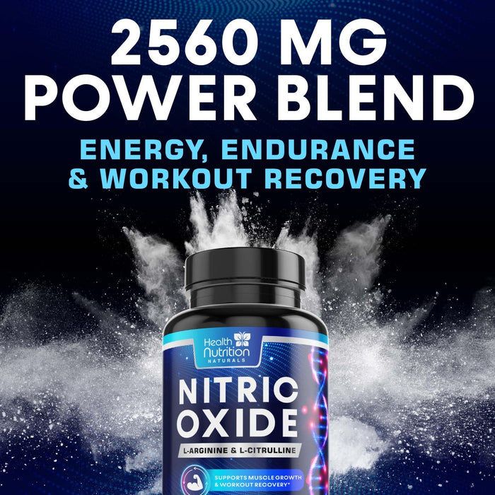 Extra Strength Nitric Oxide Supplement 3X Strength L Arginine, Citrulline Malate, AAKG, Beta Alanine - Premium Muscle Supporting Nitric Booster - Natural Energy & Heart Health Support - 120 Capsules