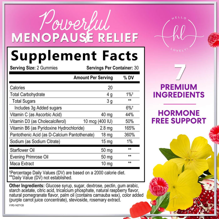 Menopause Supplements for Women - Complete Natural Mild Hot Flashes & Night Sweats Support, Multi Benefit Menopause Relief Gummy, Support for Balance & Energy, Gluten-Free & Non-GMO - 60 Gummies