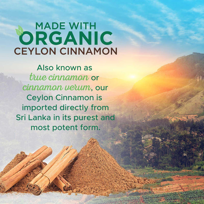 Ceylon Cinnamon Capsules 1800mg - Certified Organic Ceylon Cinnamon Powder Supplement, Bottled in USA, Extra Strength Energy & Heart Support Pills, Non-GMO & Gluten Free, Sugar Free - 120 Capsules