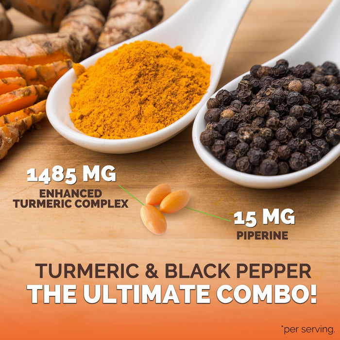 Turmeric Curcumin Supplement 1500mg with Curcuminoids - Tumeric Extract & Black Pepper for Best Advanced Absorption, Nature's Joint Herbal - Immune, Brain, Heart Support, Vegan & Non-GMO - 60 Softgels