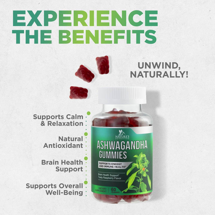Ashwagandha Gummies for Women & Men, 3000mg Equivalent, Vegan, Plant Based, Non-GMO, Gluten-Free & Gelatin Free, Ashwagandha Supplement for Natural Antioxidant Support, Ashwa Root Extract - 60 Gummies