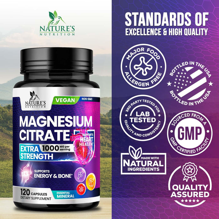 Magnesium Citrate 1000 mg for Absorption – 120 Capsules