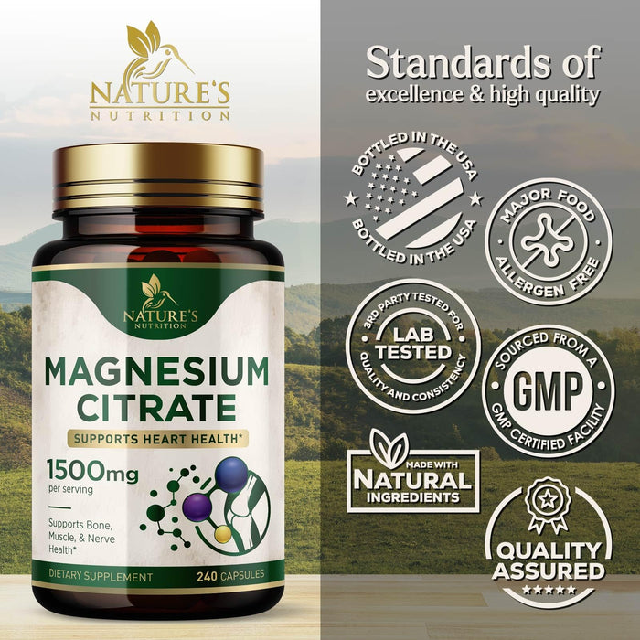Magnesium (Citrate Oxide) 1000mg for Absorption – 240 Capsules