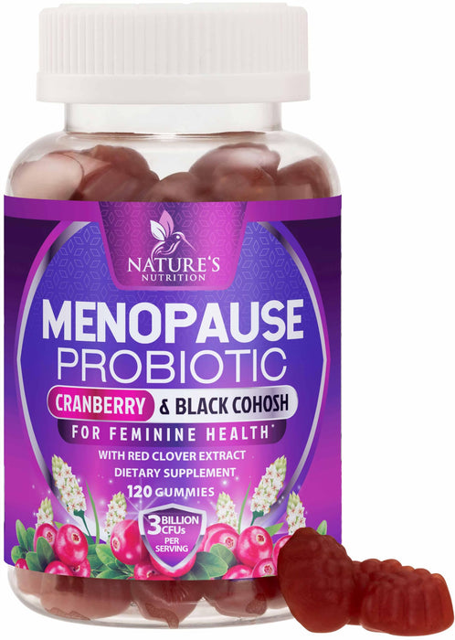 Menopause Supplements for Women - 3 Billion CFU Natural Menopause Relief for Mild Hot Flashes & Night Sweats, PH, Vaginal Health Support Probiotics for Women Gummy, Probiotic Supplement - 120 Gummies