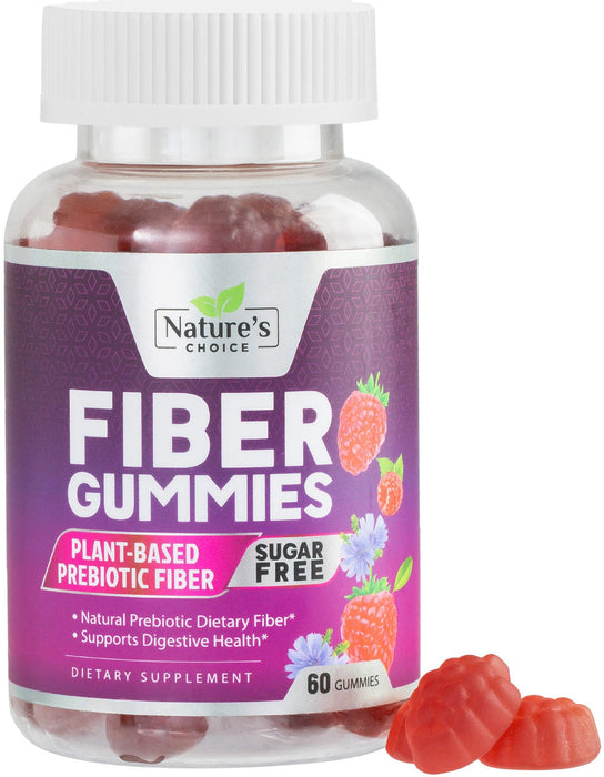 Fiber Gummies for Adults, Sugar Free Daily 4g Gummy Fiber Supplement, Prebiotic Gummy Digestive Health Support - Plant Based Soluble Chews, Prebiotics Supports Regularity & Digestion - 60 Gummies