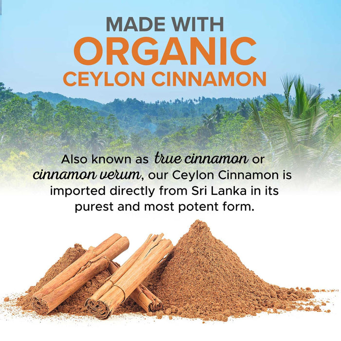 Ceylon Cinnamon Capsules 1800mg - Certified Organic Cinnamon, Bottled in USA, & Pure Extra Strength Ceylon Cinnamon Supplement, Antioxidant Pills, Non-GMO & Gluten Free, Sugar Free - 120 Capsules