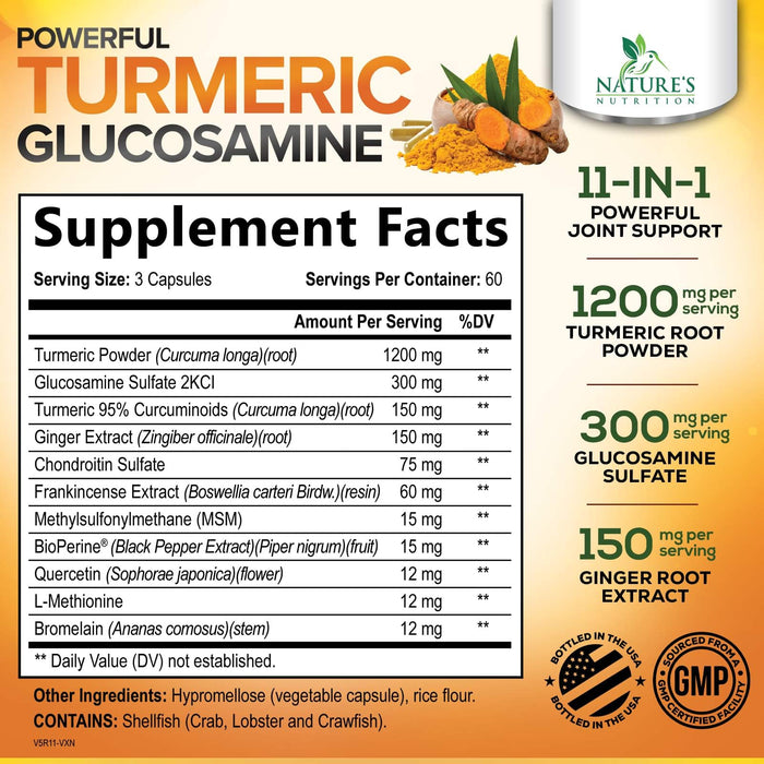 Turmeric Curcumin 2000mg with Glucosamine Chondroitin & Ginger – 180 Capsules