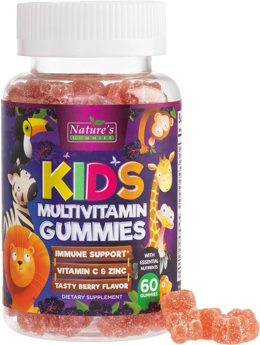 Multivitamin for Kids Gummies with Vitamin C, D3 & Zinc for Children's Immune Support - Chewable, Daily Kids Multi Vitamin Gummy, Non-GMO, Gluten Free, Natural Strawberry Flavor - 60 Gummies