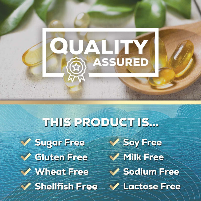 Omega 3 Fish Oil Triple Strength 1200 mg, Omega-3 Supplements, Natural Brain Heart Health & Immune Support - Fatty Acids with EPA & DHA - Wild Caught Purified Fish Oil Supplement - 60 Softgels