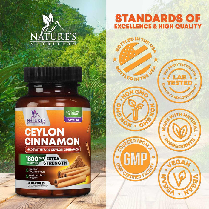Organic Ceylon Cinnamon 1800mg – 60 Capsules