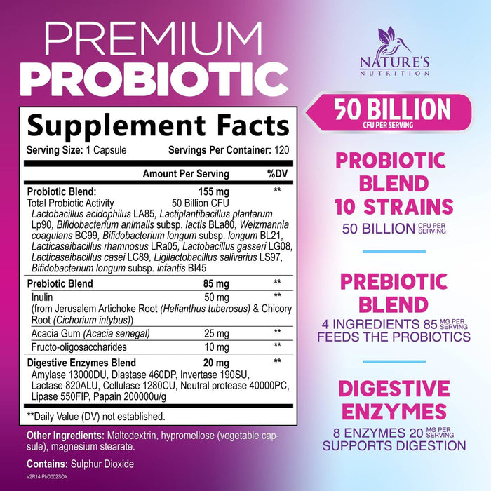 Probiotics 50 Billion CFU per Serving – 120 Capsules