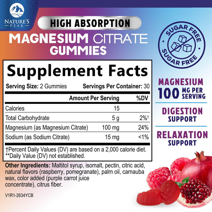 Magnesium Citrate Gummies Sugar-Free – 60 Gummies