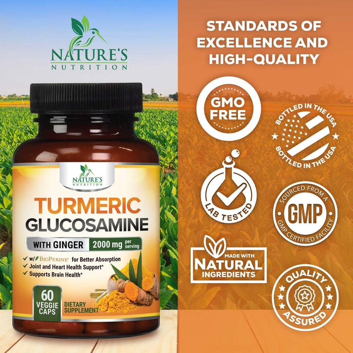 Turmeric Curcumin 2000mg with Glucosamine Chondroitin & Ginger – 60 Capsules