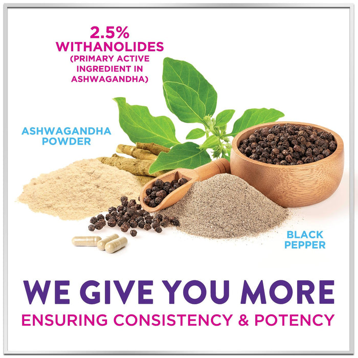 Ashwagandha 2,100 mg - Ashwagandha Supplements for Women in Veggie Capsules with Powder & Root Extract, Black Pepper for High Absorption, Plant Based, Non-GMO, Bottled in the USA - 120 Veggie Capsules
