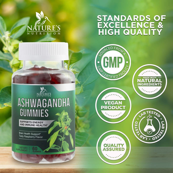 Ashwagandha Gummies for Women & Men, 3000mg Equivalent, Vegan, Plant Based, Non-GMO, Gluten-Free & Gelatin Free, Ashwagandha Supplement for Natural Antioxidant Support, Ashwa Root Extract - 60 Gummies