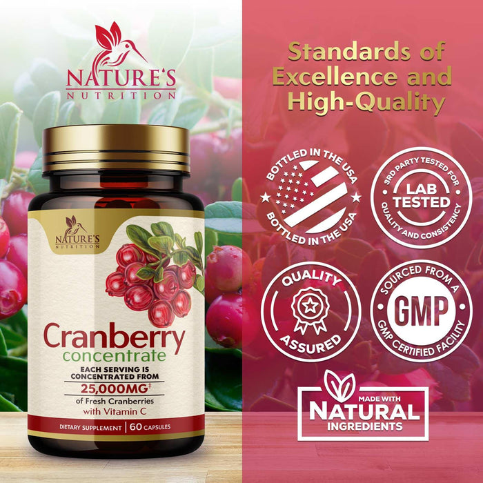 Cranberry Pills with Vitamin C & E - Cranberry Supplements for Men & Women, Urinary Tract Health Support, Sugar Free Formula, Gluten Free & Non-GMO, Fruit Cranberry Powder Extract Pill - 60 Capsules