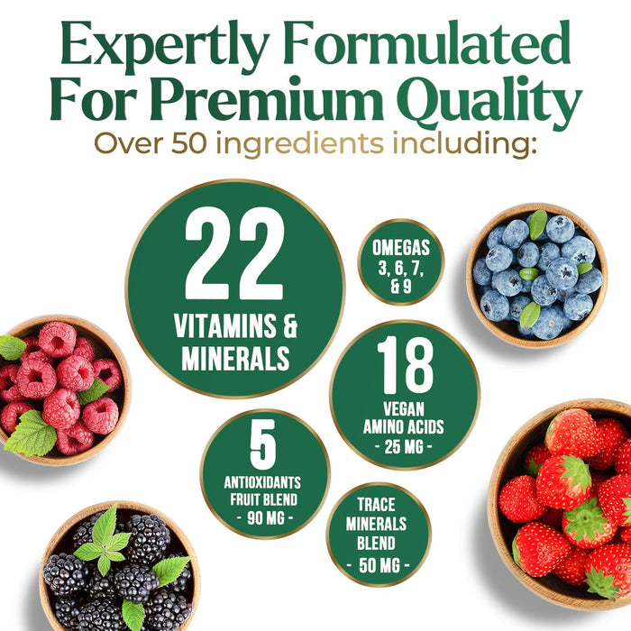 Liquid Multivitamin, Sugar Free Multi Vitamin for Women Men & Kids, Vitamins A, C, D, B-12, Biotin & Zinc for Beauty, Skin Care, Thicker Hair Growth & Wrinkles, Non-GMO, Vegan, Berry Flavor, 15 Fl Oz