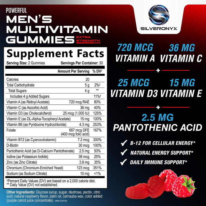 Multivitamin for Men - Daily Mens Multivitamins & Multiminerals with Vitamin D, Vitamin C, B12 Zinc & More - Energy, Memory, Focus & Immune Health Support - Essential for Men Over 40 - 60 Capsules