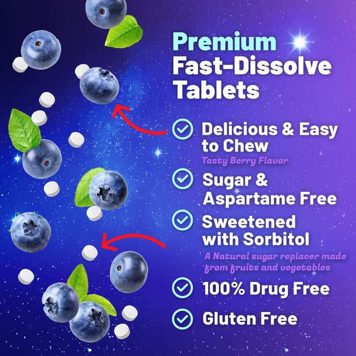 Fast Dissolve Melatonin 10mg, Sleep Support for Adults, Melatonin Sleep Supplement, for Promoting Restful Sleep, Non-Habit Forming, 100% Drug Free, Berry Flavored - 120 Chewable Tablets