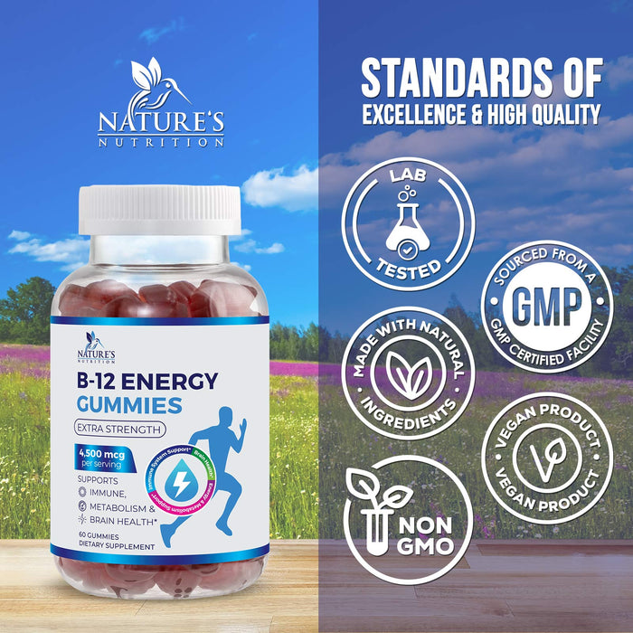 B-12 Vitamin Energy Gummies – 4500mcg – 120 Count