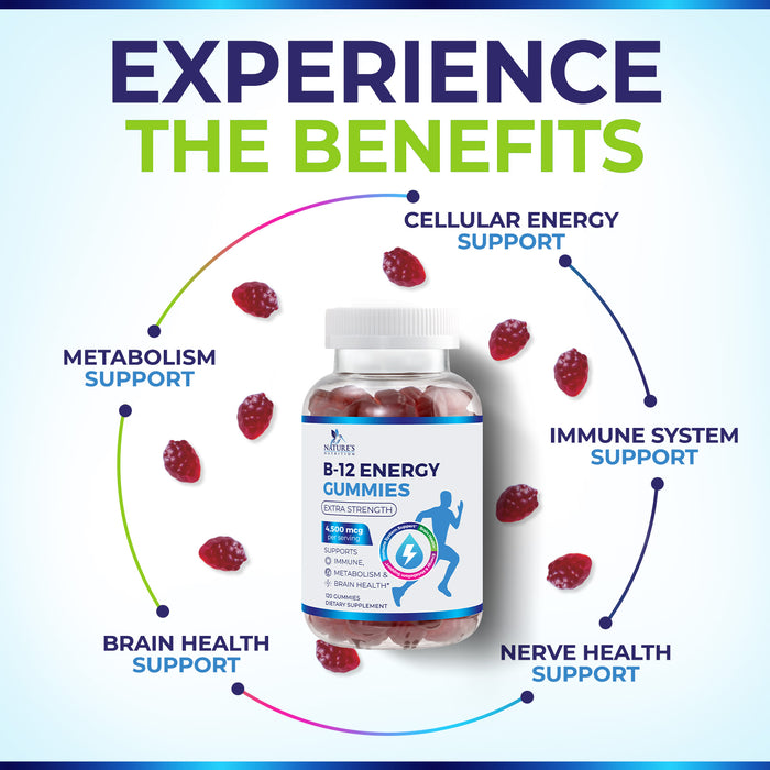 B-12 Vitamin Energy Gummies – 4500mcg – 120 Count