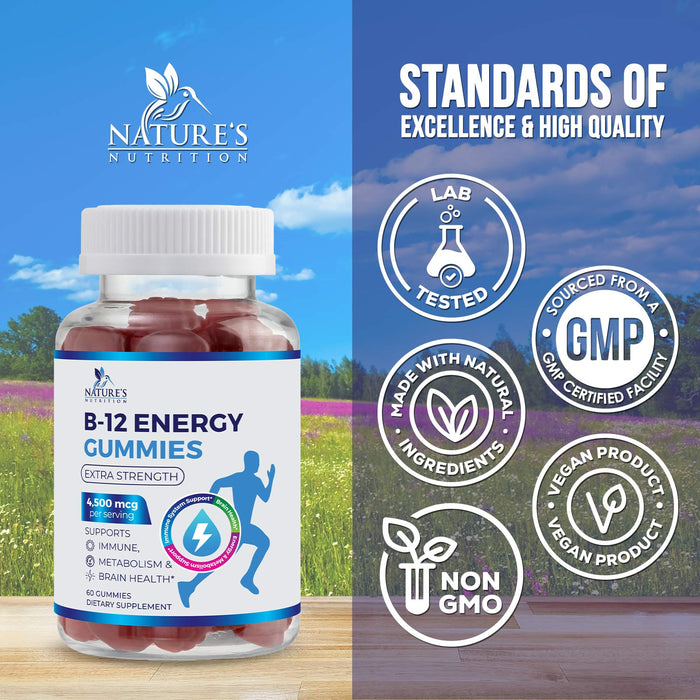 B-12 Vitamin Energy Gummies – 4500mcg – 60 Count