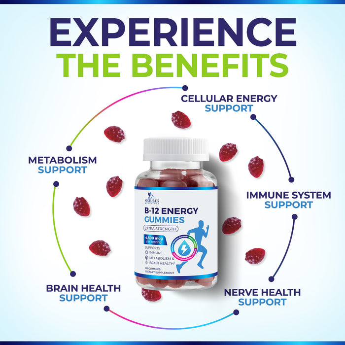 B-12 Vitamin Energy Gummies – 4500mcg – 60 Count
